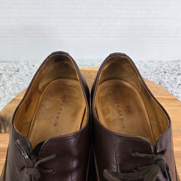 Jack Erwin Brown Leather Business Casual Cap Toe Oxford Dress Shoe Mens 11.5 - Picture 14 of 15